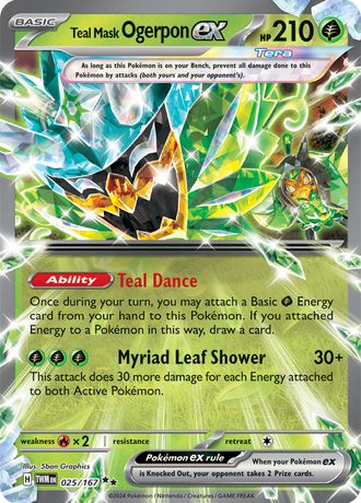 Teal Mask Ogerpon ex 025/167 Double Rare, Pokémon TCG Twilight Masquerade