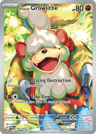 Hisuian Growlithe 181/167 Illustration Rare, Pokémon TCG Twilight Masquerade