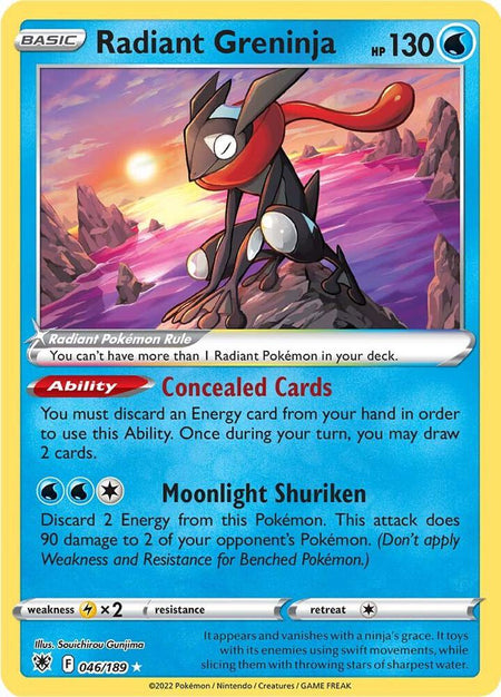 Radiant Greninja #046/189 HOLO Radiant Rare - Astral Radiance Sword & Shield Pokemon 2022