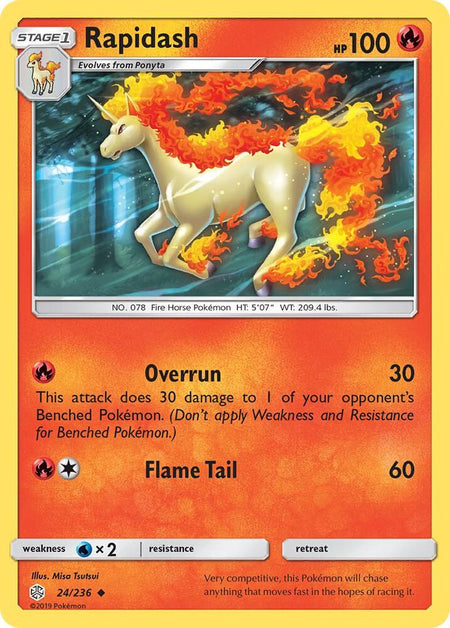 Rapidash #24/236 U - Cosmic Eclipse Sun & Moon Pokemon 2019