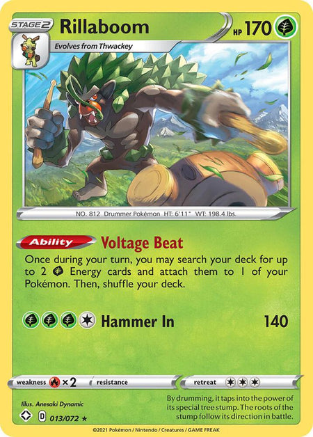 Rillaboom #013/072 HOLO R - Shining Fates Sword & Shield Pokemon 2021