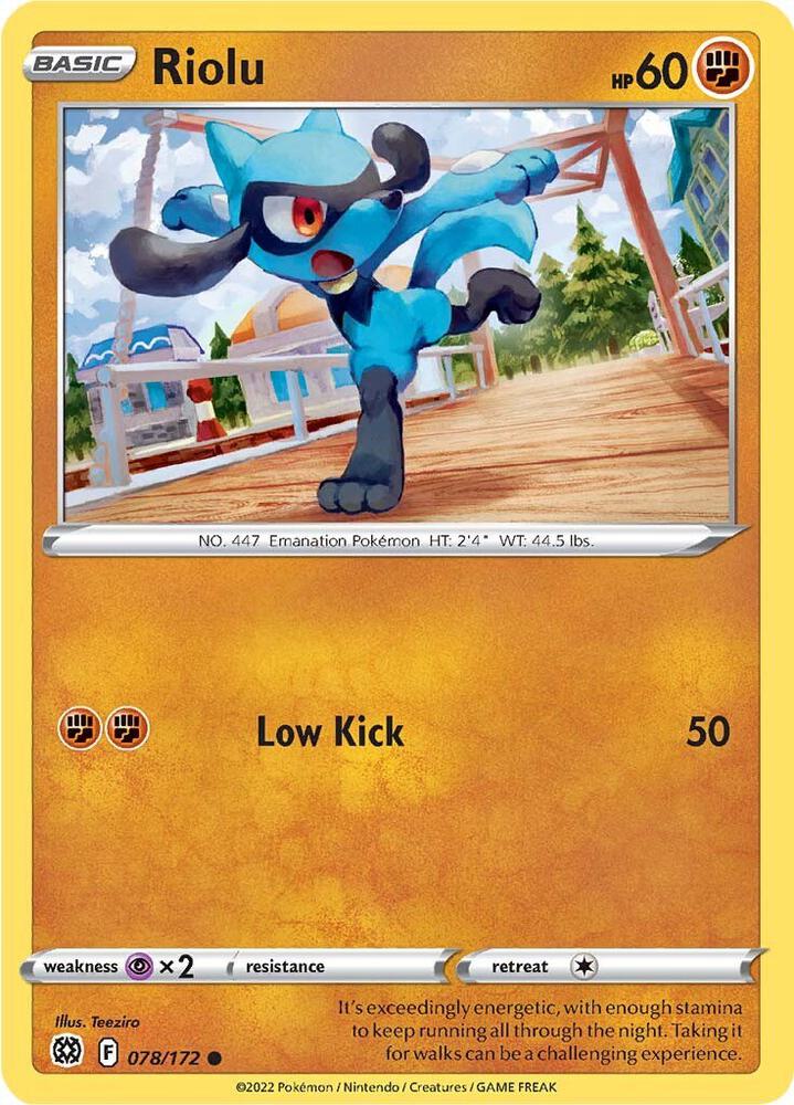 Riolu 078/172 Common Pokémon card - Brilliant Stars