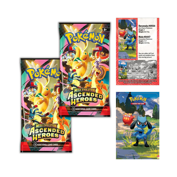 Pokémon TCG: Ascended Heroes Riolu & Darumaka Mini Tin (2 Booster Packs + Sticker + Art Card) - Mega Evolution 2026