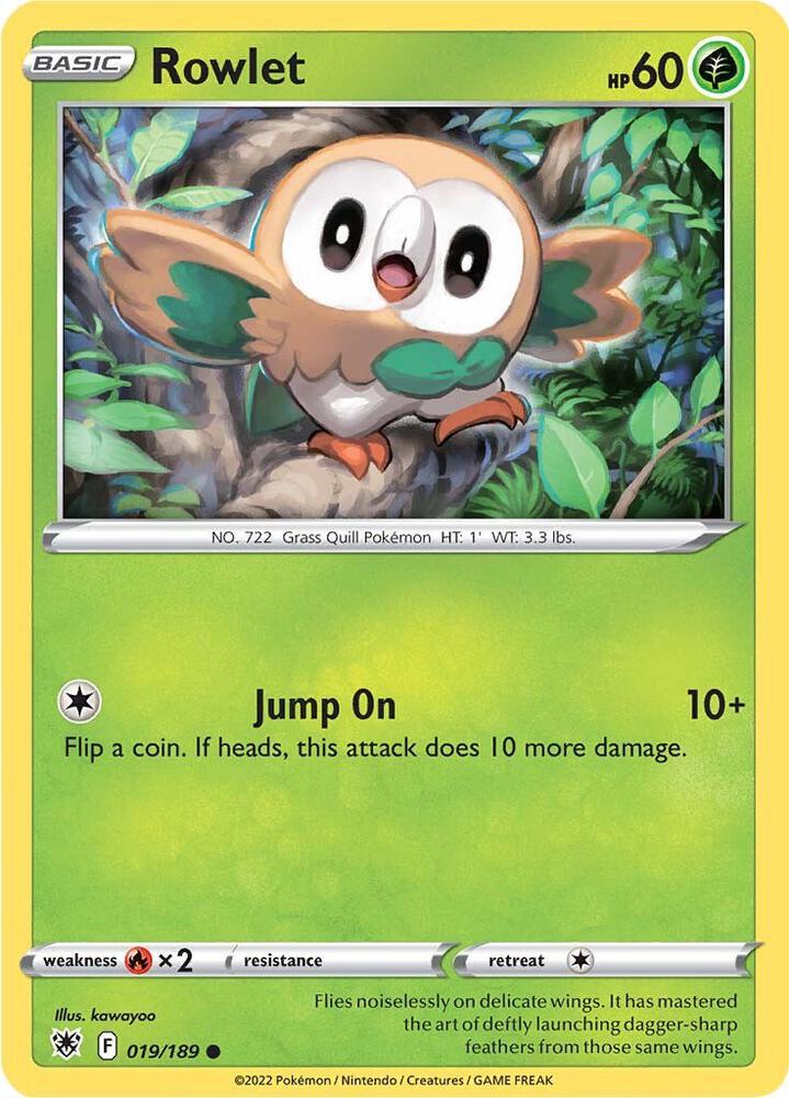 Rowlet 019/189 Common Pokémon card - Astral Radiance