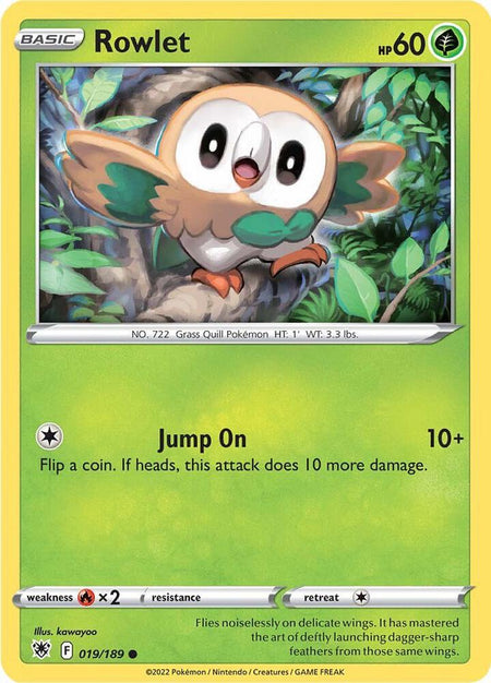 Rowlet #019/189 REV HOLO C - Astral Radiance Sword & Shield Pokemon 2022