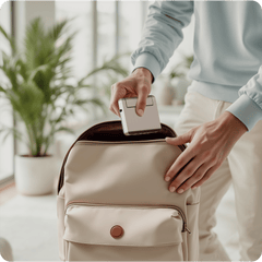 Satechi Aluminum Stand & Hub for iPad Pro folded and slipped into a backpack