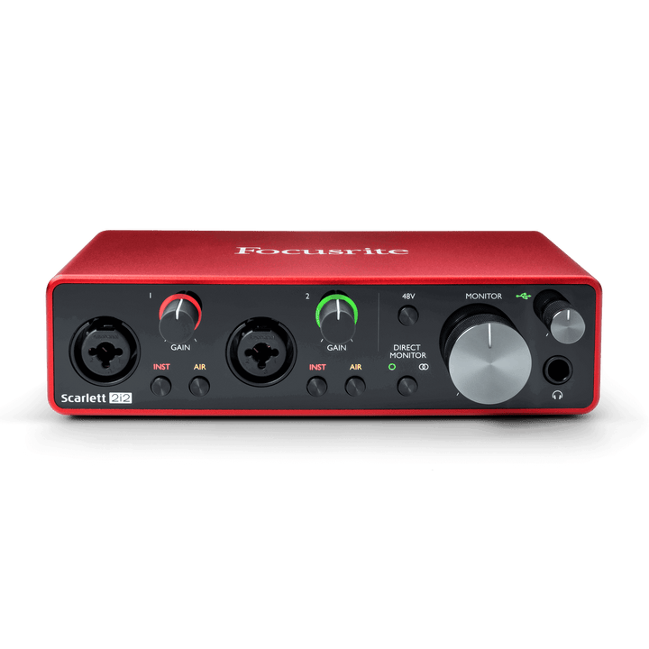 Focusrite Scarlett 2i2 3rd Gen USB audio interface, three-quarter front view