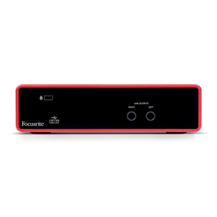 Focusrite Scarlett 2i2 3rd Gen, rear panel with USB-C and balanced outputs