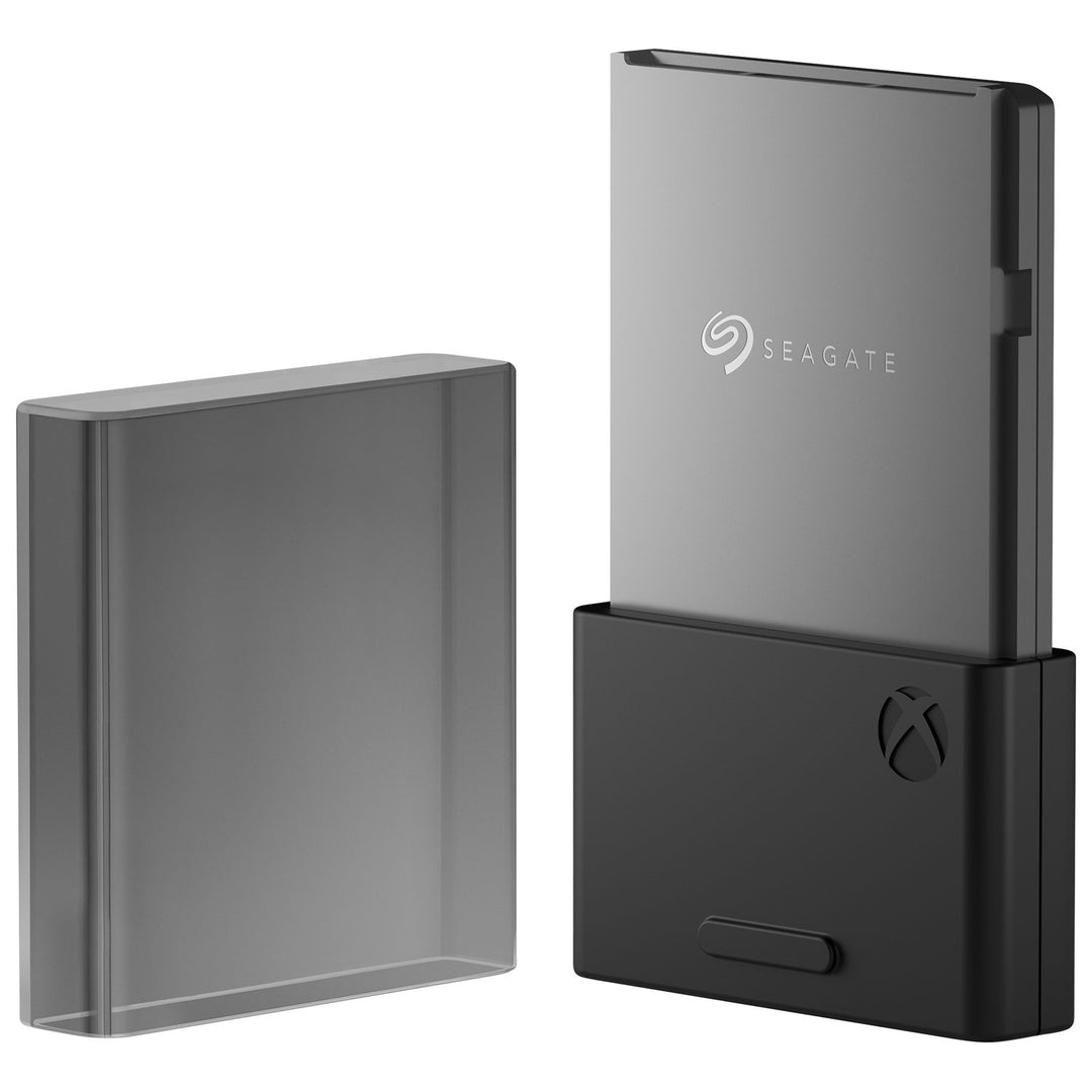 Seagate Storage Expansion Card for Xbox Series X|S beside its clear protective cover