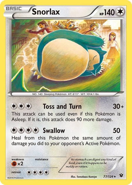 Snorlax #77/124 R - Fates Collide XY Pokemon 2016