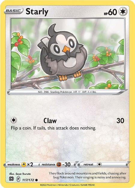 Starly #117/172 C - Brilliant Stars Sword & Shield Pokemon 2022