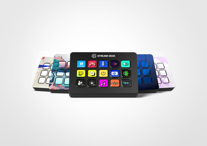 Elgato Stream Deck MK.2 Black, 15 LCD keys on the desktop stand, front view