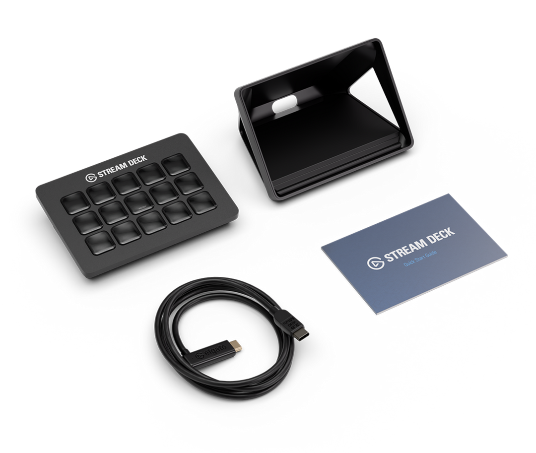 Elgato Stream Deck MK.2 Black in the box with stand, USB-C cable and Quick Start Guide