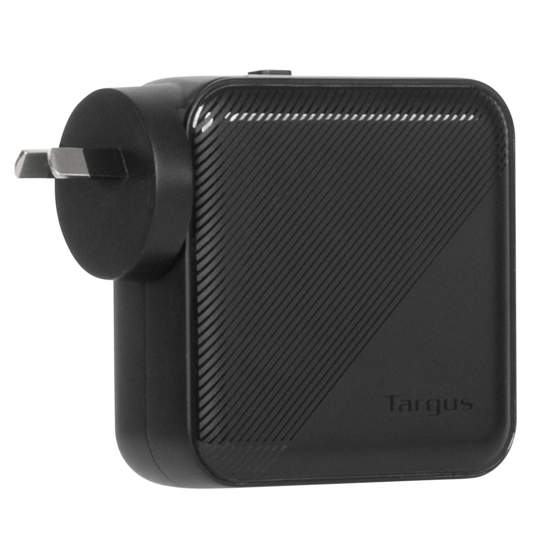Targus PowerElite 100W GaN charger fitted with the AU plug head