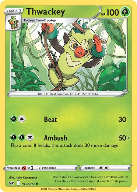 Thwackey #013/202 REV HOLO U - Sword & Shield Base Set Pokemon 2020