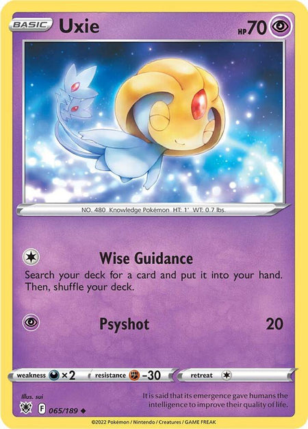 Uxie #065/189 U - Astral Radiance Sword & Shield Pokemon 2022