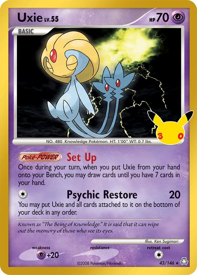 Uxie 43/146 Rare Pokémon card - 30th Celebration Classic Collection